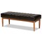 Baxton Studio Daymond Mid-Century Modern Dark Brown Faux Leather and Walnut Brown Finished Wood Dining Bench 186-11351-Zoro - alternate 1
